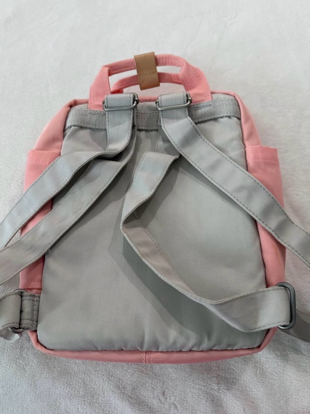Doughnut Pink And Beige Mini Backpack With Adjustment Straps And Multi Pockets - Picture 2 of 5